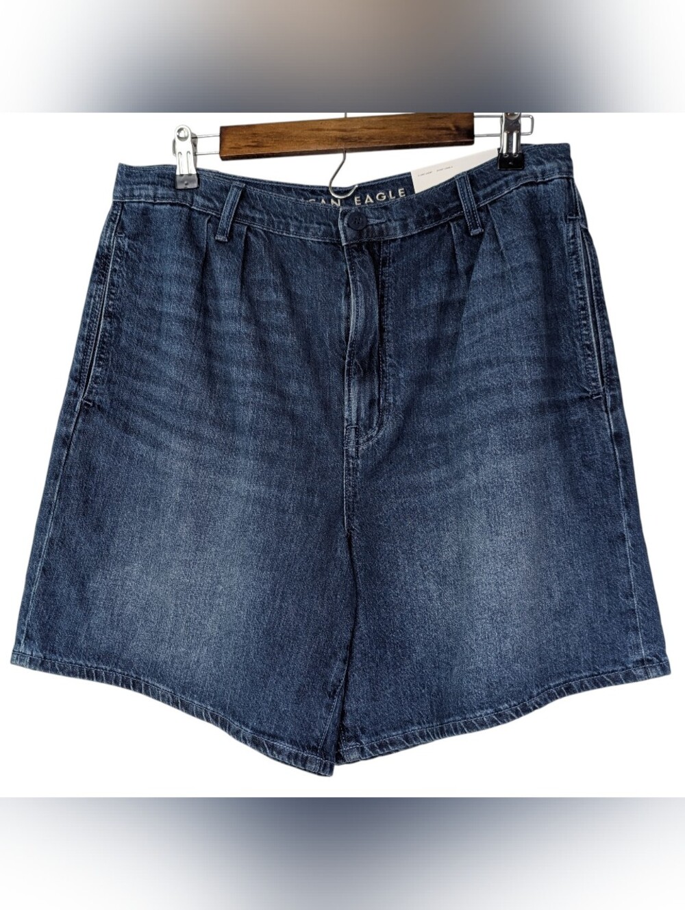 NWT American Eagle A-Line Pleated Denim Shorts Size 12 31W High Rise Mom Preppy